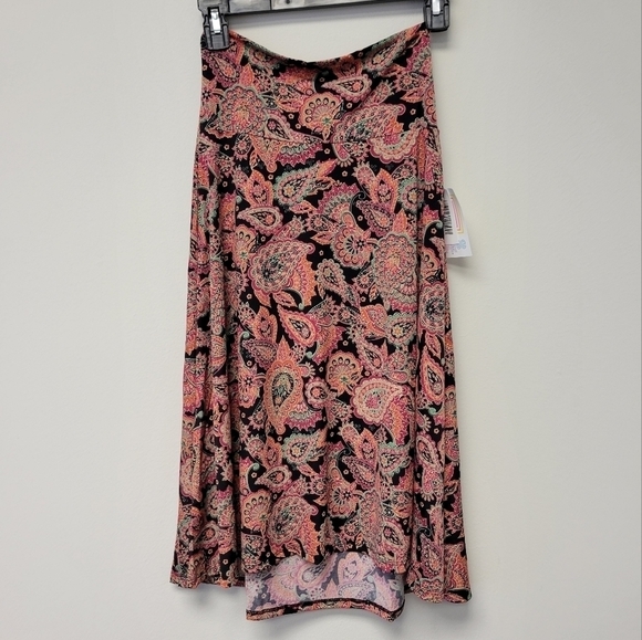 Lularoe Azure stripe A-line Skirt Pink Paisley XS - Picture 2 of 8